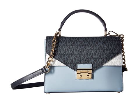 michael kors sloan satchel blue|Amazon.com: MICHAEL Michael Kors Sloan Medium Signature .